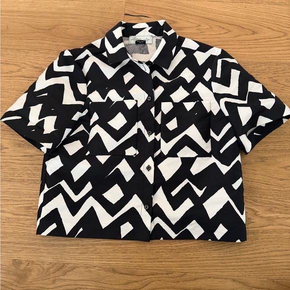 Kate Spade - Madison Ave Collection- Geo Chevron Collared Blouse sz 4 *RARE - Picture 2 of 6